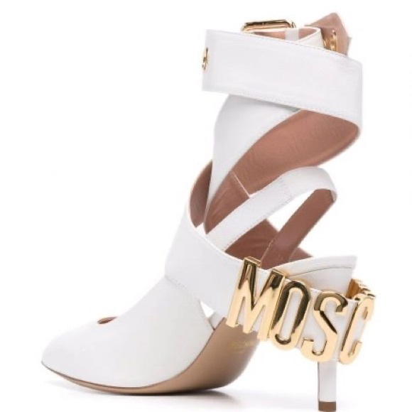 Moschino logo plaque wrap around heels 40, US 9.5/10 - Picture 7 of 9
